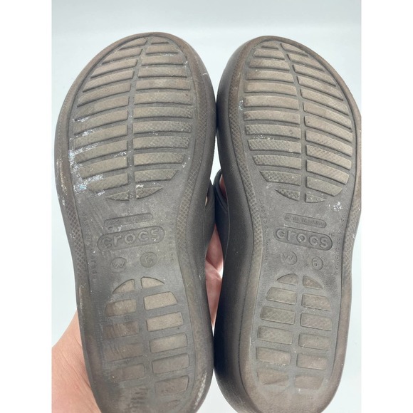 Crocs Patricia II Womens 6 Black 2" Wedge Slide Sandals Textured Insole Heel - Picture 5 of 5